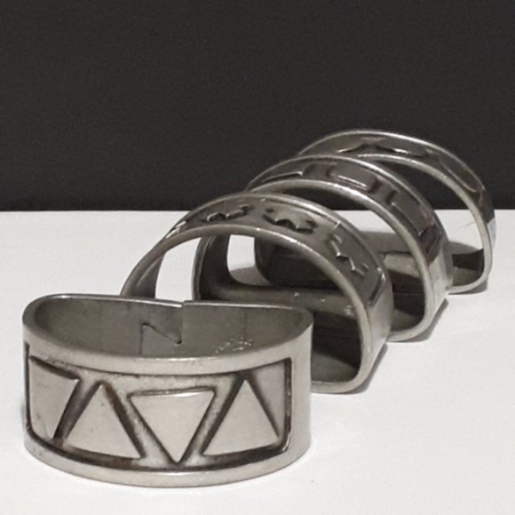 Aitkens Pewter Napkin Rings Vintage Geometric Tableware - Picture 6 of 7